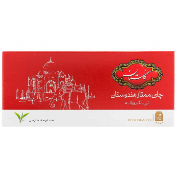 چای سیاه کیسه ای هندوستان ممتاز گلستان 25 عددی